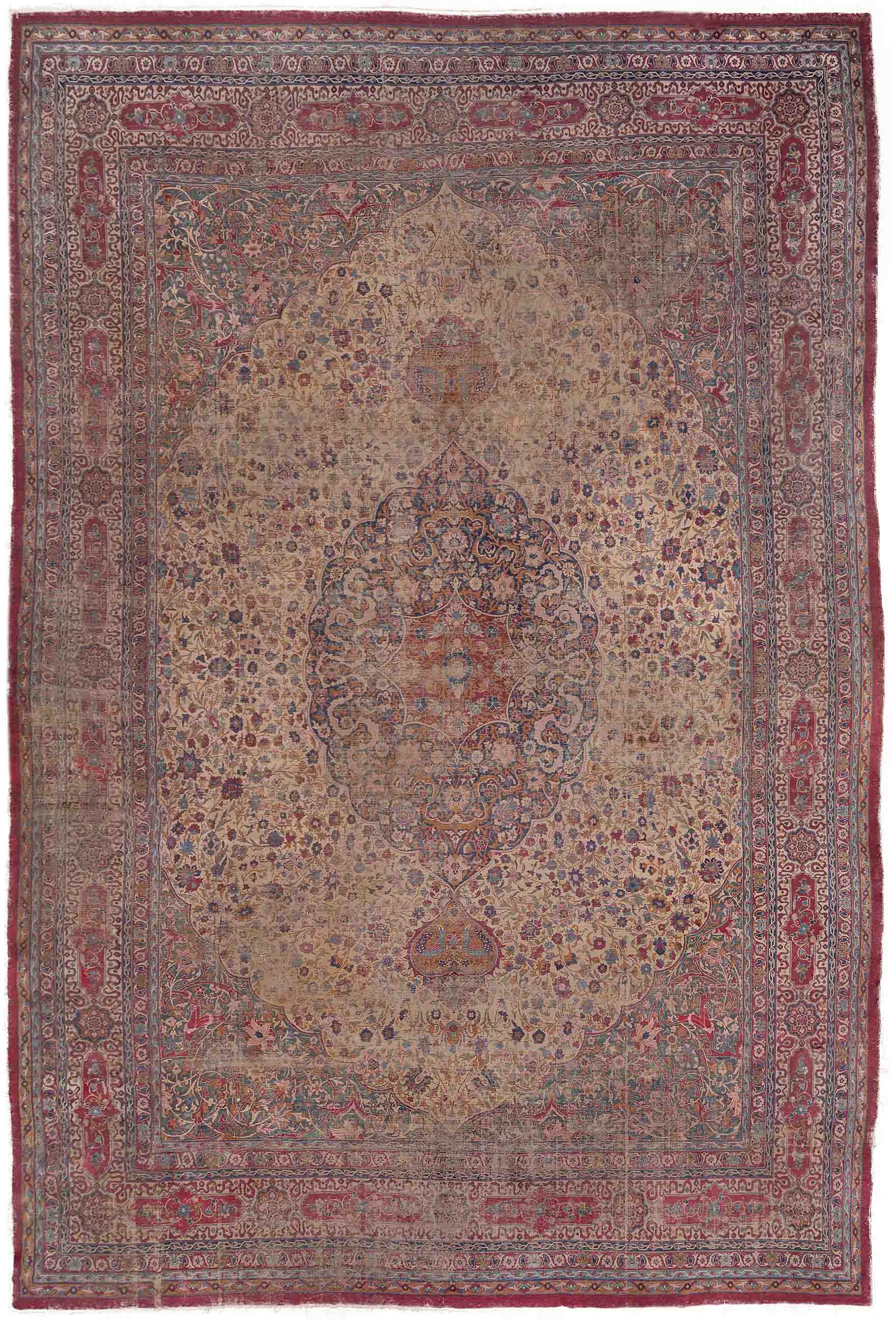 ANTIGUA ALFOMBRA PERSA TABRIS DE LANA TEJIDA A MANO. ANTIGUA ALFOMBRA PERSA TABRIS DE LANA TEJIDA A MANO.