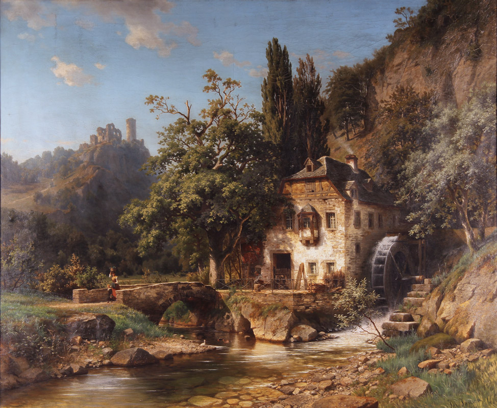 JANSEN, Joseph  'PAISAJE CON RIO Y CONSTRUCCION'