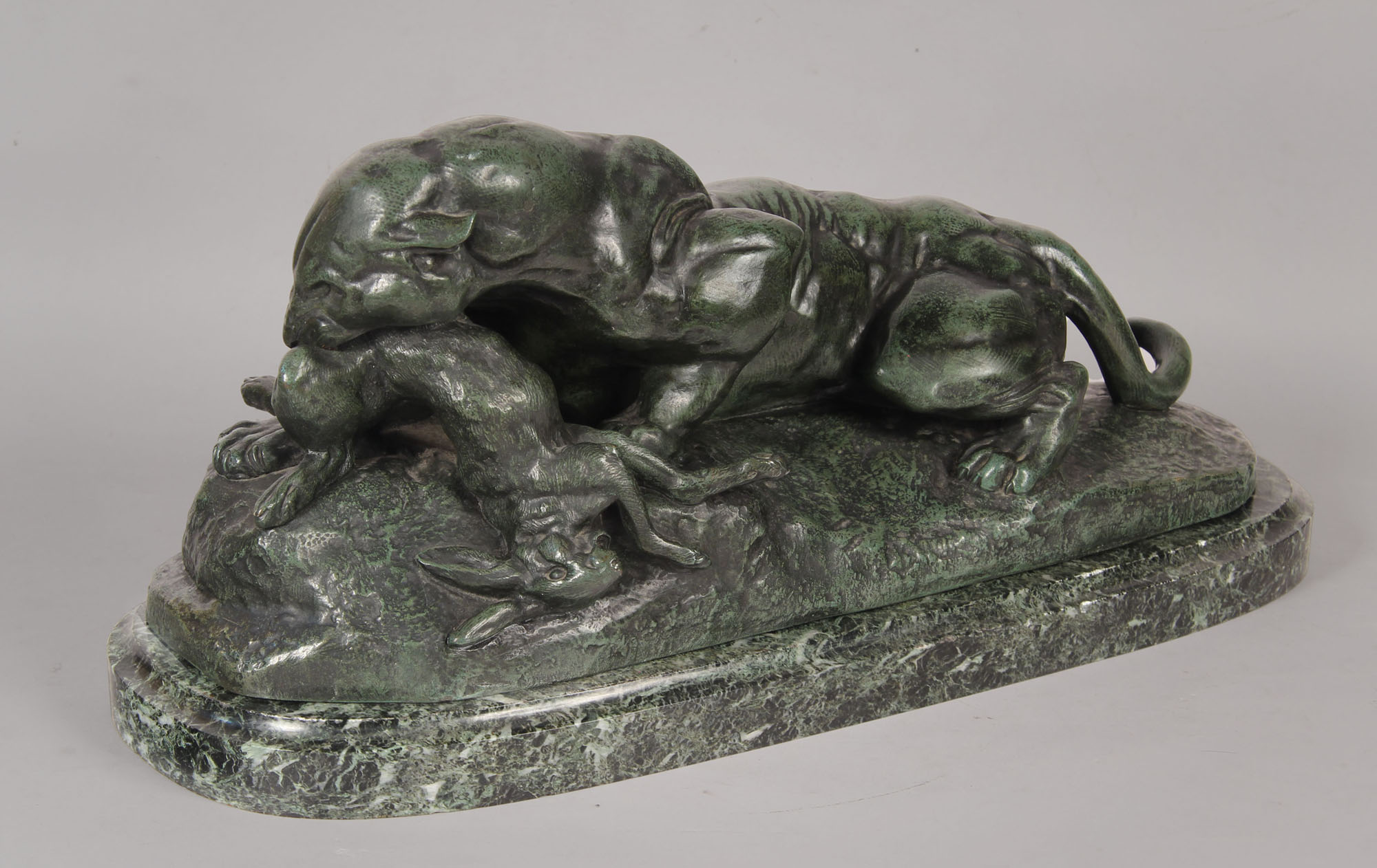 BARYE, Antoine Louis 'JAGUAR DÉVORANT UN LIÈVRE' 