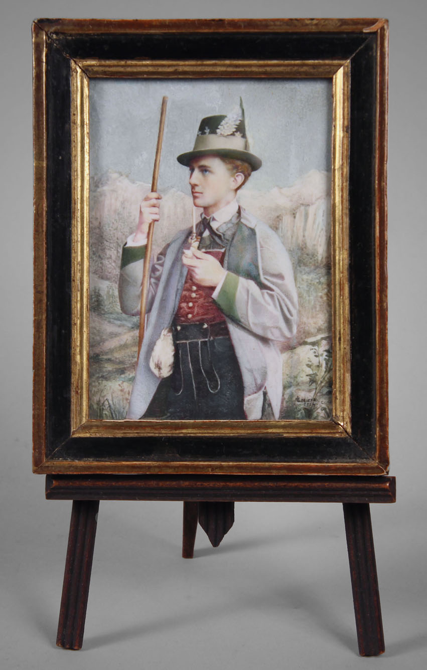  PEQUEÑA MINIATURA PINTADA SOBRE MARFIL.