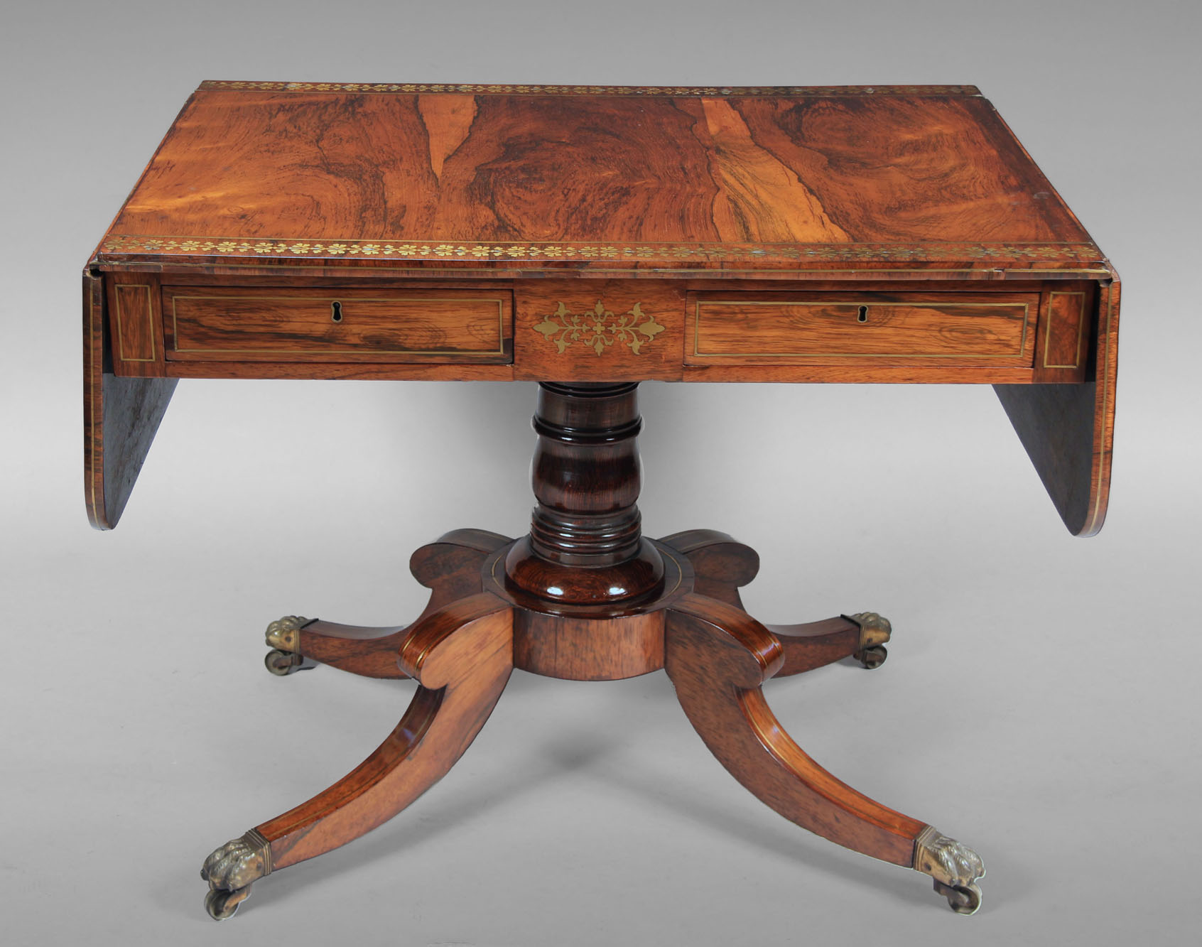  ANTIGUA 'SOFA TABLE' INGLESA DE EPOCA REGENCY. 