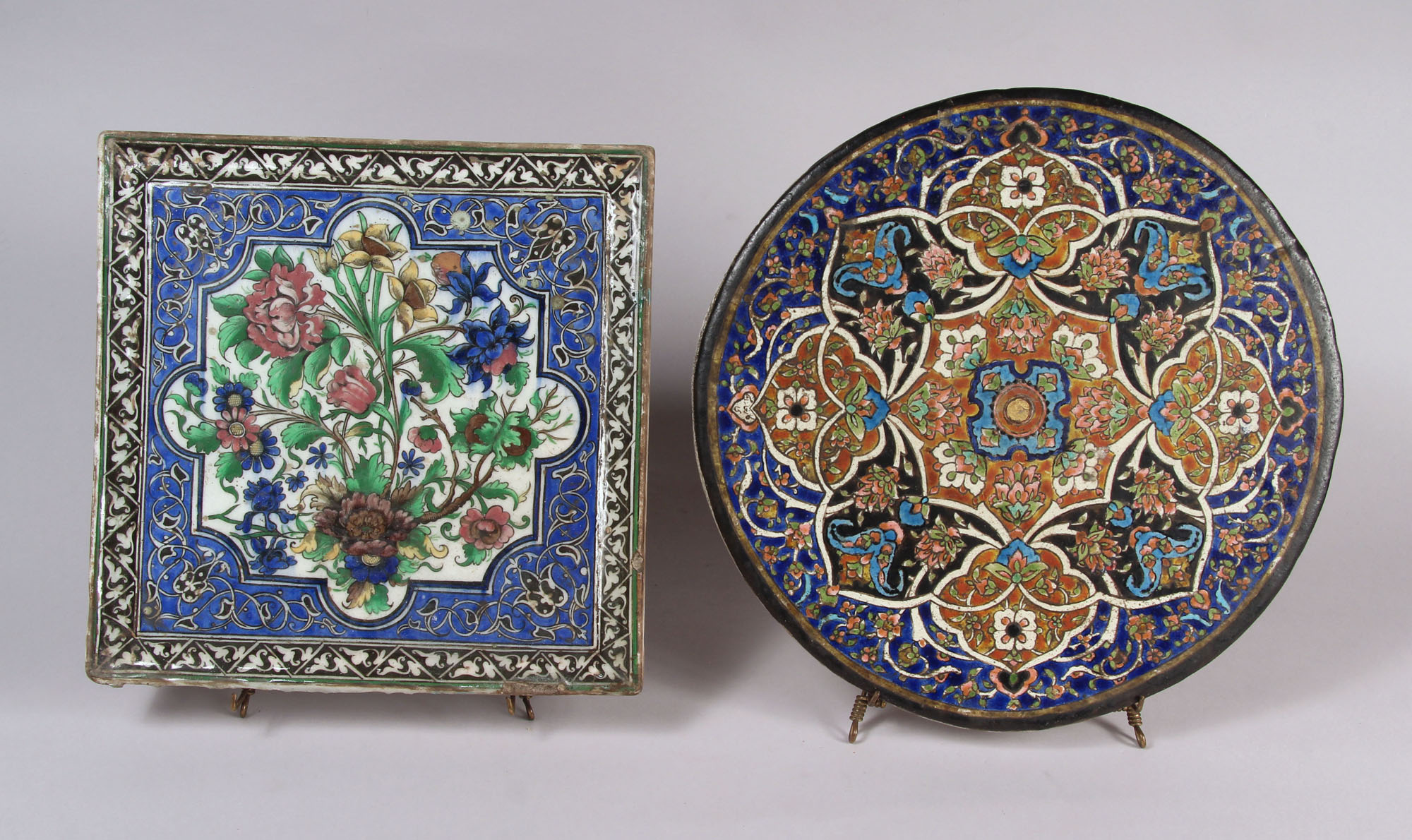  DOS ANTIGUOS MOSAICOS ARABES ESMALTADOS. 