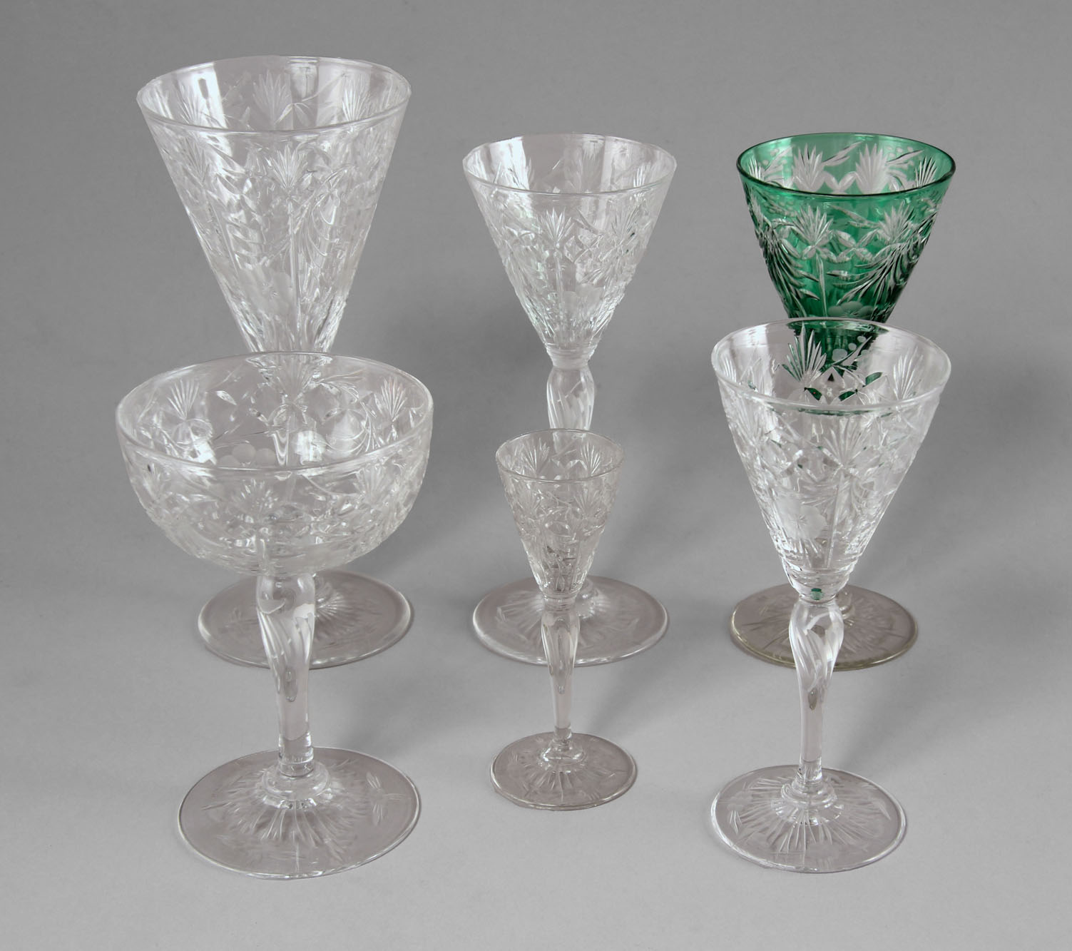  JUEGO DE COPAS DE FINO MEDIO CRISTAL FRANCES ST LOUIS.