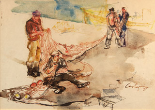 Lote 68: CASTAGNINO, Juan Carlos 'ARREGLANDO REDES'