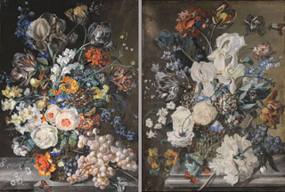 Lote 10: LUNGER, Gustav 'CANASTOS CON FLORES, FRUTAS E INSECTOS'