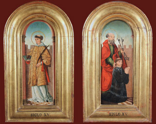 Lote 45: ANONIMO 'FIGURA ORANDO Y SANTO' 'SANTO DE PIE CON PLUMA Y LIBRO'