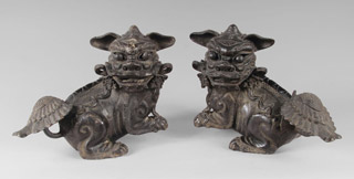 Lote 539: PAR DE PERROS DE FO DE CERAMICA CHINA. PAR DE PERROS DE FO DE CERAMICA CHINA.