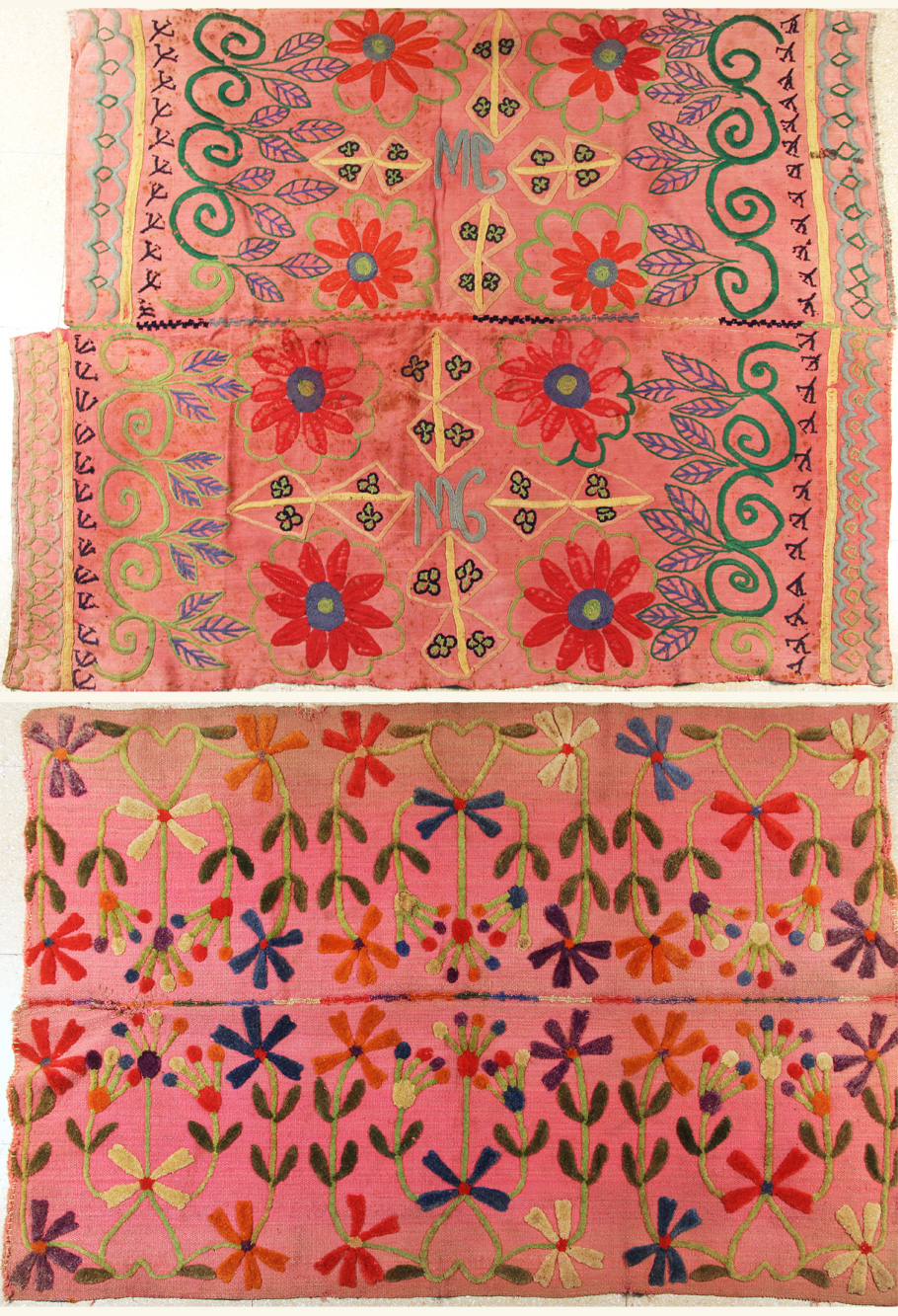  DOS FRAGMENTOS DE SOBRECAMA CRIOLLA PRINCIPIOS DEL SIGLO XX.