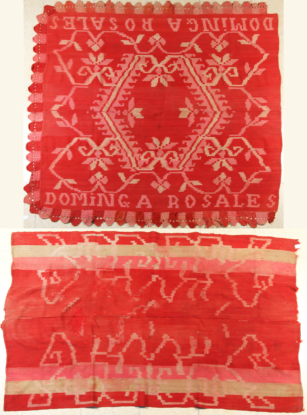  DOS SOBRECAMAS DE LANA CRIOLLA IKAT MEDIADOS DEL SIGLO XX. 