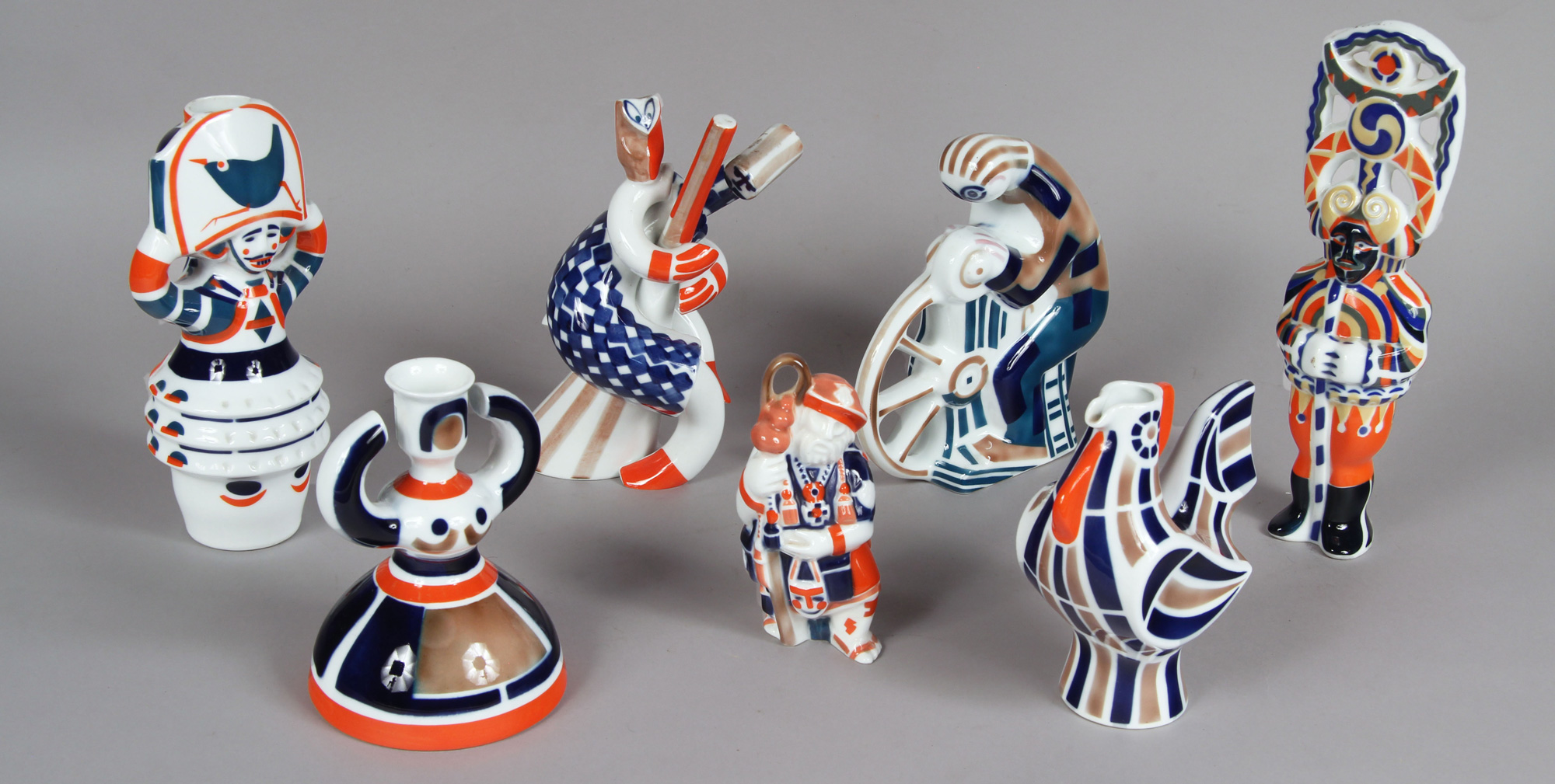 SIETE FIGURAS DE PORCELANA ESPAÑOLA SARGADELOS. SIETE FIGURAS DE PORCELANA ESPAÑOLA SARGADELOS.