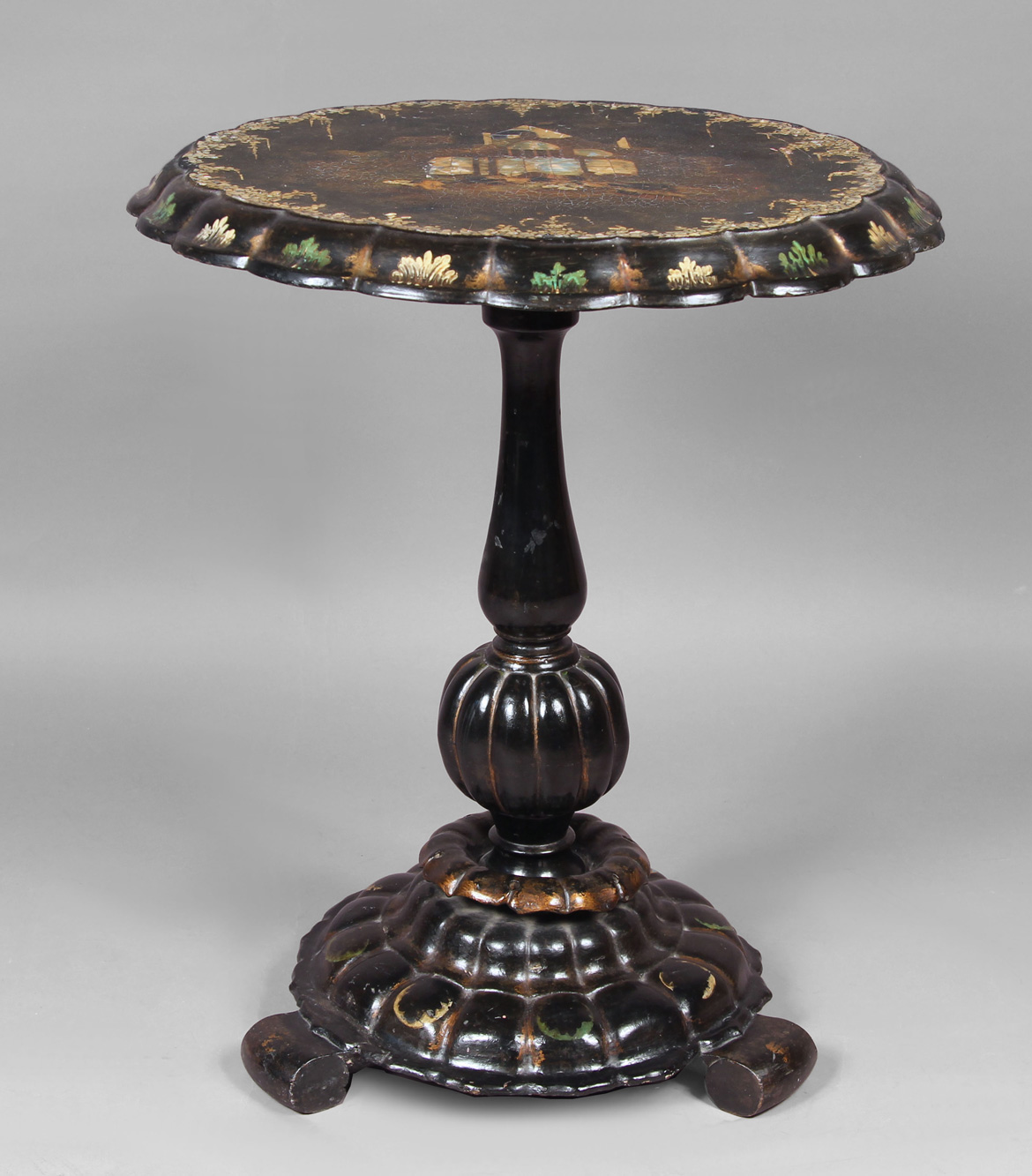 ANTIGUA MESA INGLESA DE PAPIER MACHE PARA CENTRO. ANTIGUA MESA INGLESA DE PAPIER MACHE PARA CENTRO.