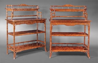 Lote 182: PAR DE MUEBLES REPISA CON ARMAZONES DE CAÑA.  PAR DE MUEBLES REPISA CON ARMAZONES DE CAÑA. 