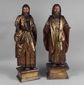 Lote 384: 'EVANGELISTAS' PAR DE ANTIGUAS TALLAS DEL SIGLO XVIII. 'EVANGELISTAS' PAR DE ANTIGUAS TALLAS DEL SIGLO XVIII.