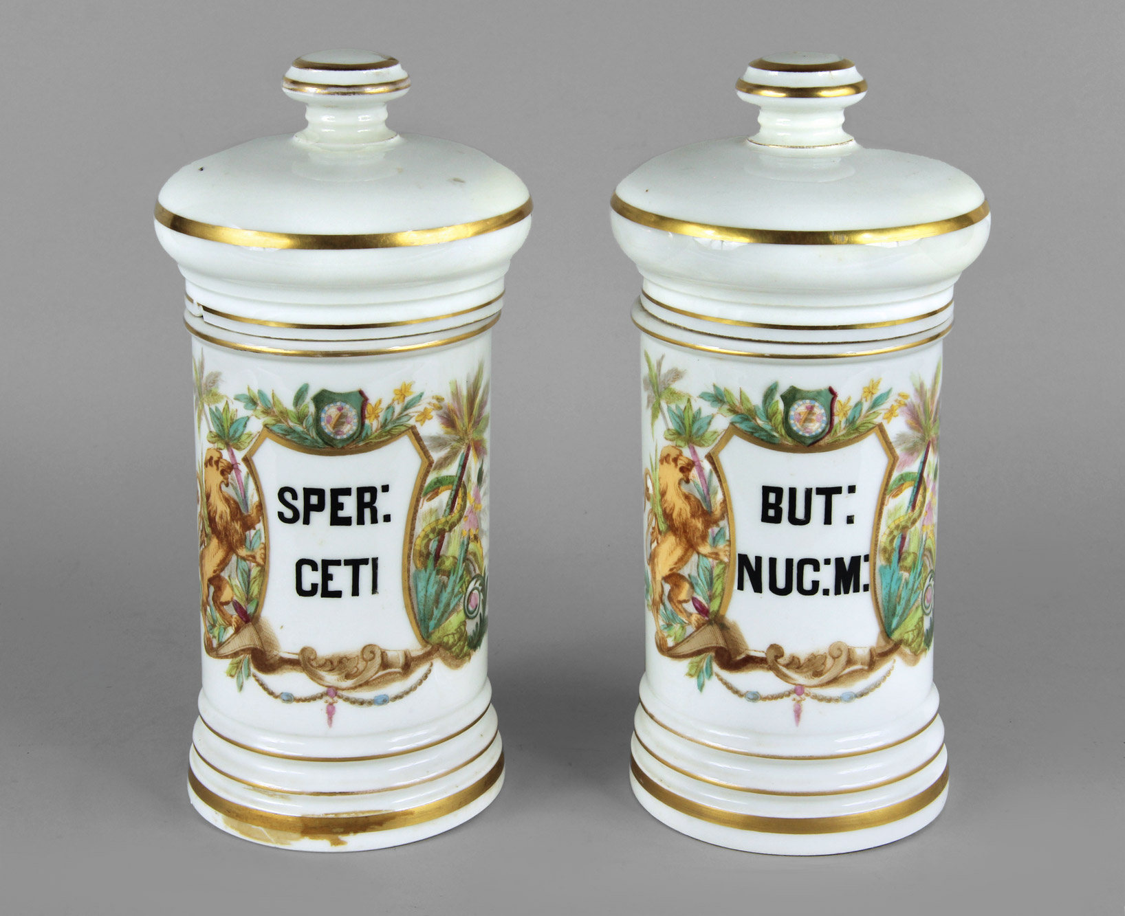  PAR DE FRASCOS DE PORCELANA FRANCESA PARA FARMACIA. 