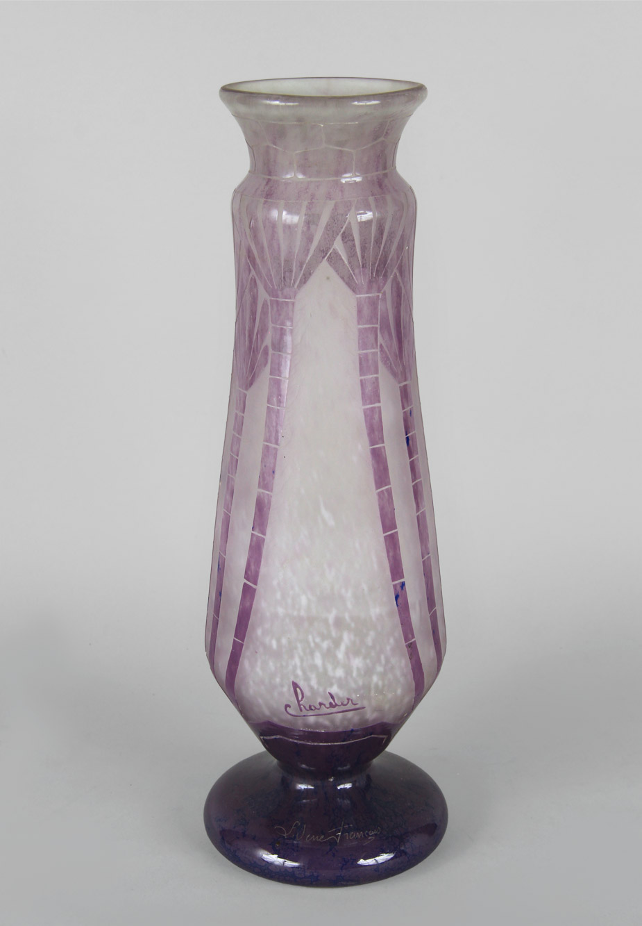  VASO FRANCES DE VIDRIO ARTISTICO FIRMADO CHARDER.