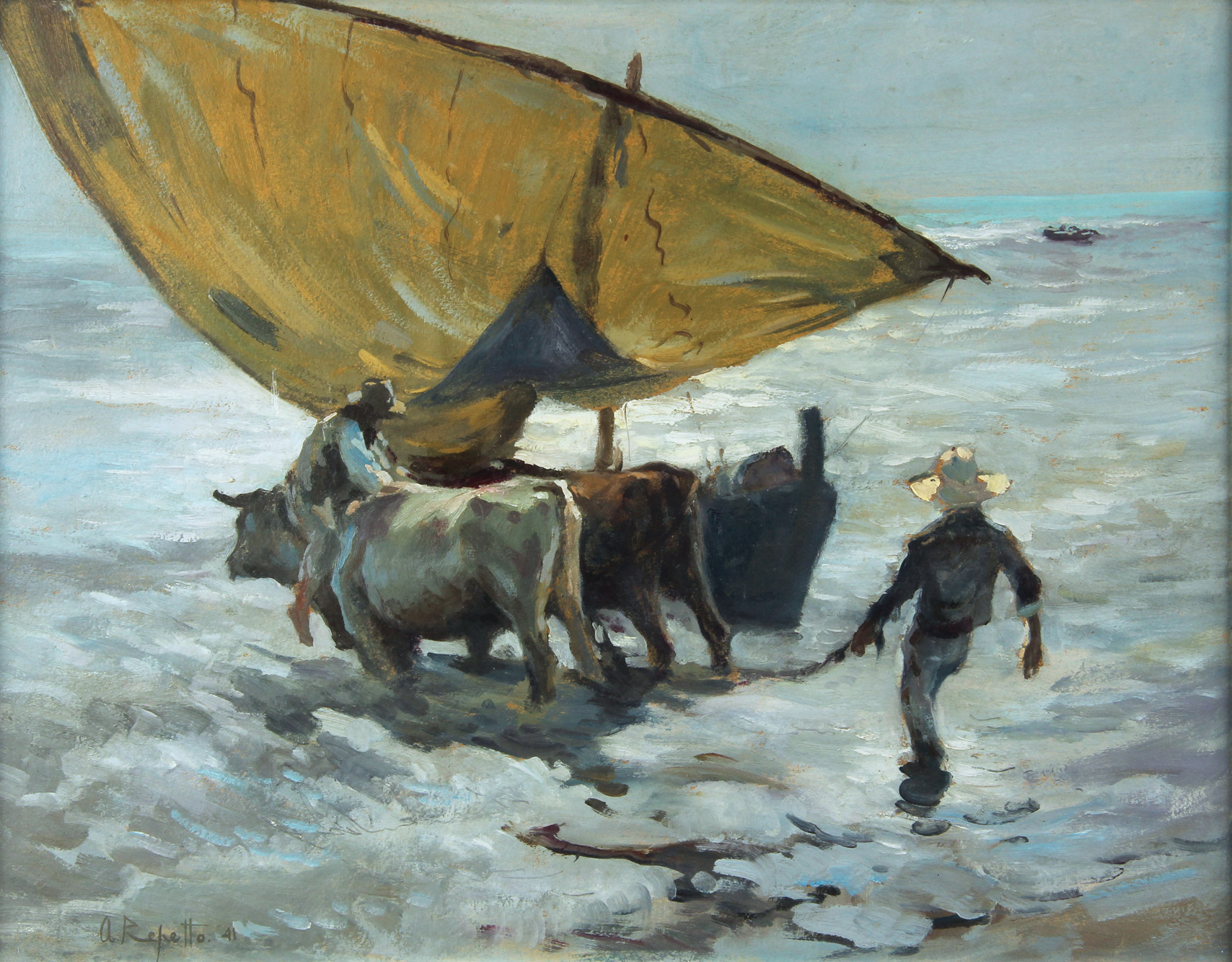REPETTO, Armando E. 'ESCENA EN LA PLAYA' 