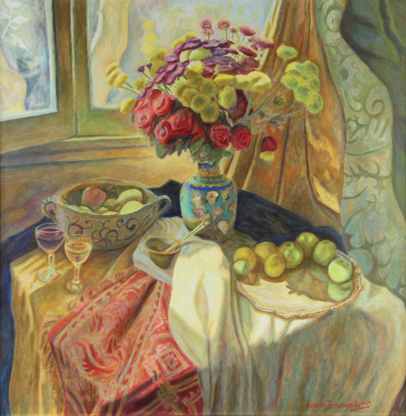  'COMPOSICION CON FRUTAS Y FLORES'