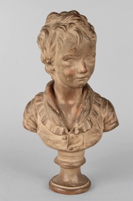 Lote 703: BUSTO FRANCES DE TERRACOTA FIRMADO HOUDON.  BUSTO FRANCES DE TERRACOTA FIRMADO HOUDON. 