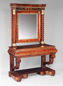 Lote 269: ANTIGUA CONSOLA FERDINANDA CON ESPEJO EN ALZADA.  ANTIGUA CONSOLA FERDINANDA CON ESPEJO EN ALZADA. 