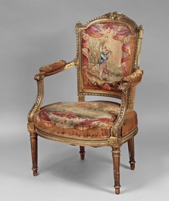 Lote 303: ANTIGUO SILLON FRANCES DE ESTILO LUIS XVI.  ANTIGUO SILLON FRANCES DE ESTILO LUIS XVI. 