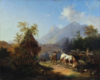 Lote 84: HEICKE, Franz 'PAISAJE CON VACAS Y TORO'