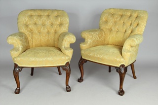 Lote 221: PAR DE SILLONES DE ESTILO INGLES CHIPPENDALE. PAR DE SILLONES DE ESTILO INGLES CHIPPENDALE.
