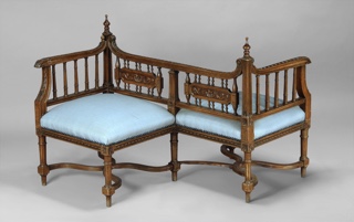 Lote 274: SILLON VIS A VIS DE ESTILO FRANCES LUIS XVI.  SILLON VIS A VIS DE ESTILO FRANCES LUIS XVI. 