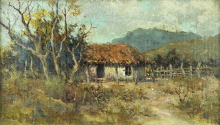 Lote 106: DE LA TORRE, Carlos 'PAISAJE CON RANCHO' 