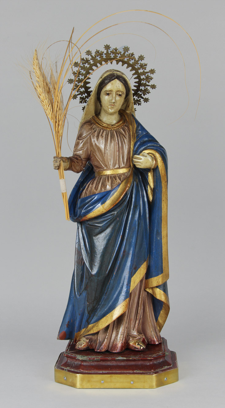  ANTIGUA TALLA �VIRGEN� DE MADERA POLICROMADA. 