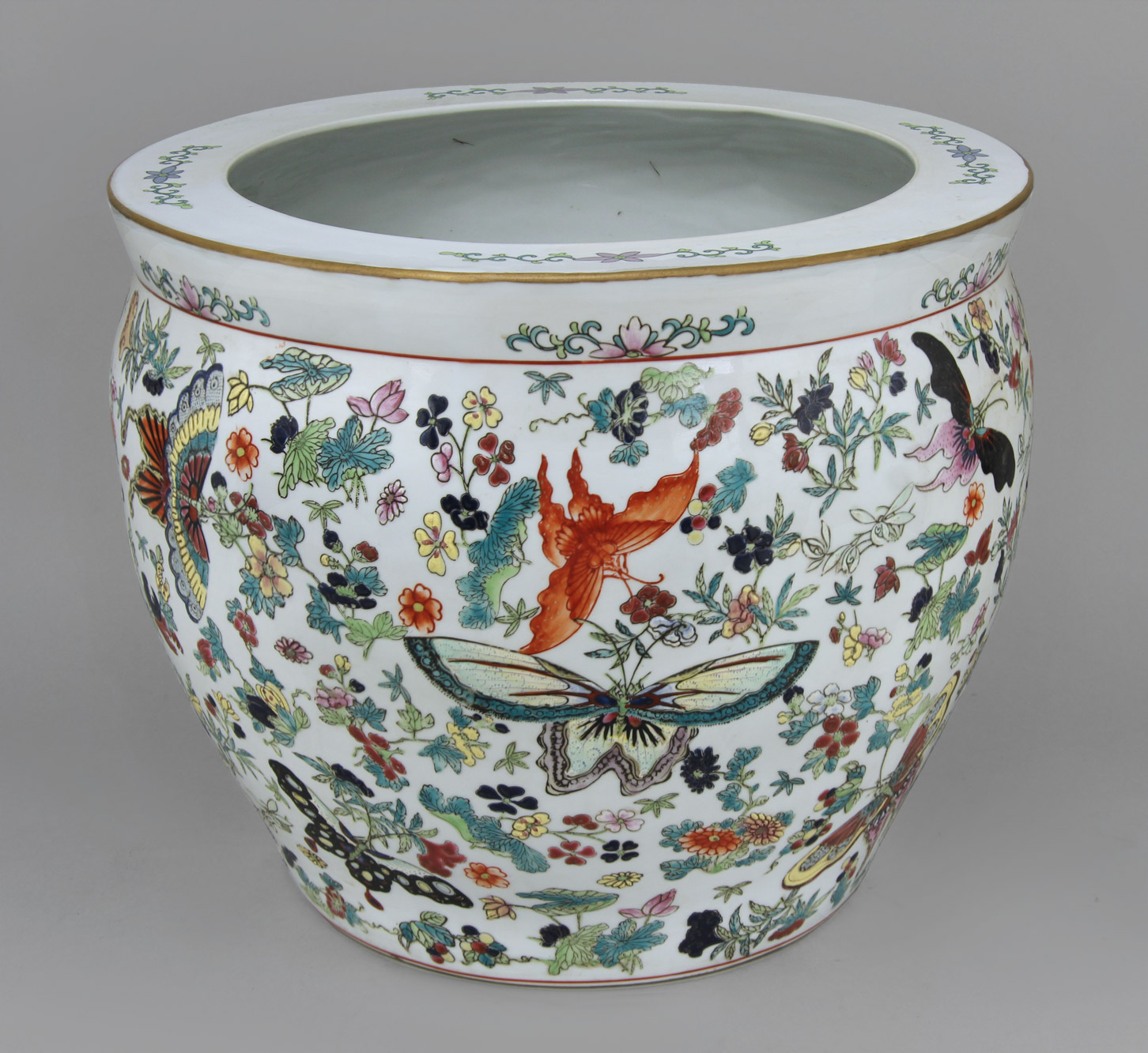  GRAN CACHE POT DE PORCELANA CHINA ESMALTADA. 