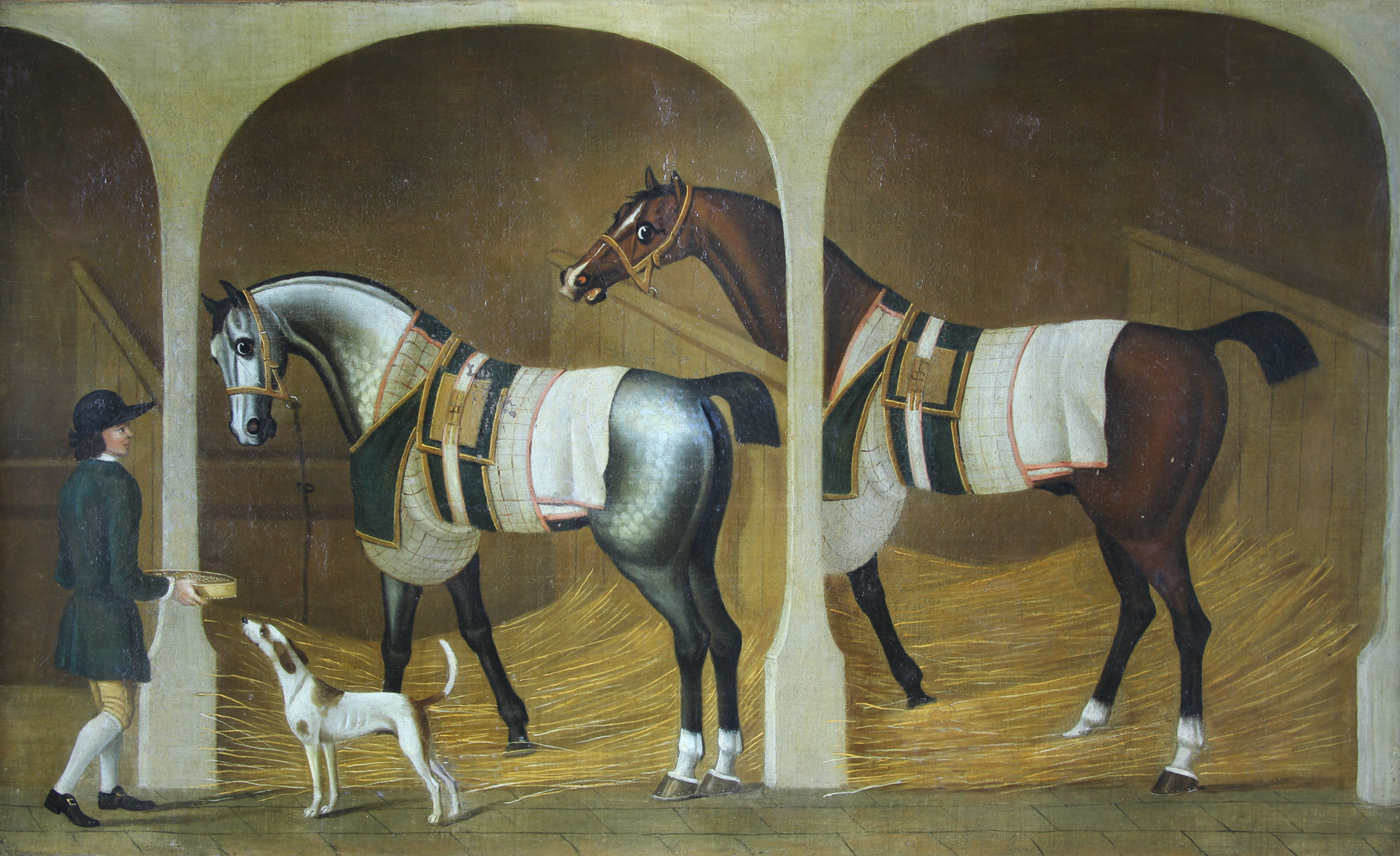 SEYMOUR, James  'A GROOM AND TWO HORSES IN A STABLE' 