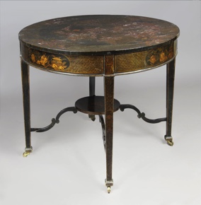 Lote 154: MESA INGLESA CIRCULAR CON DECORACION CHINOISERIE.  MESA INGLESA CIRCULAR CON DECORACION CHINOISERIE. 