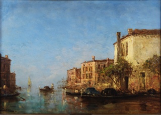 Lote 140: ZIEM, Felix Francois George Philibert  'GONDOLAS EN UN CANAL DE VENECIA'