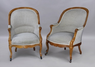 Lote 299: PAR DE SILLONES BERGERE DE ESTILO VICTORIANO. PAR DE SILLONES BERGERE DE ESTILO VICTORIANO.