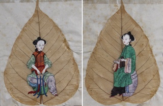 Lote 163: PAR DE PEQUEÑAS PINTURAS JAPONESAS ENMARCADAS.  PAR DE PEQUEÑAS PINTURAS JAPONESAS ENMARCADAS. 