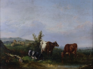 Lote 90: COOPER, Thomas Sidney 'PAISAJE CON VACAS Y OVEJAS' 