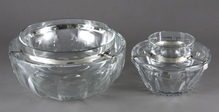 Lote 505: DOS CENTROS FRANCESES DE CRISTAL DE BACCARAT PARA CAVIAR.  DOS CENTROS FRANCESES DE CRISTAL DE BACCARAT PARA CAVIAR. 