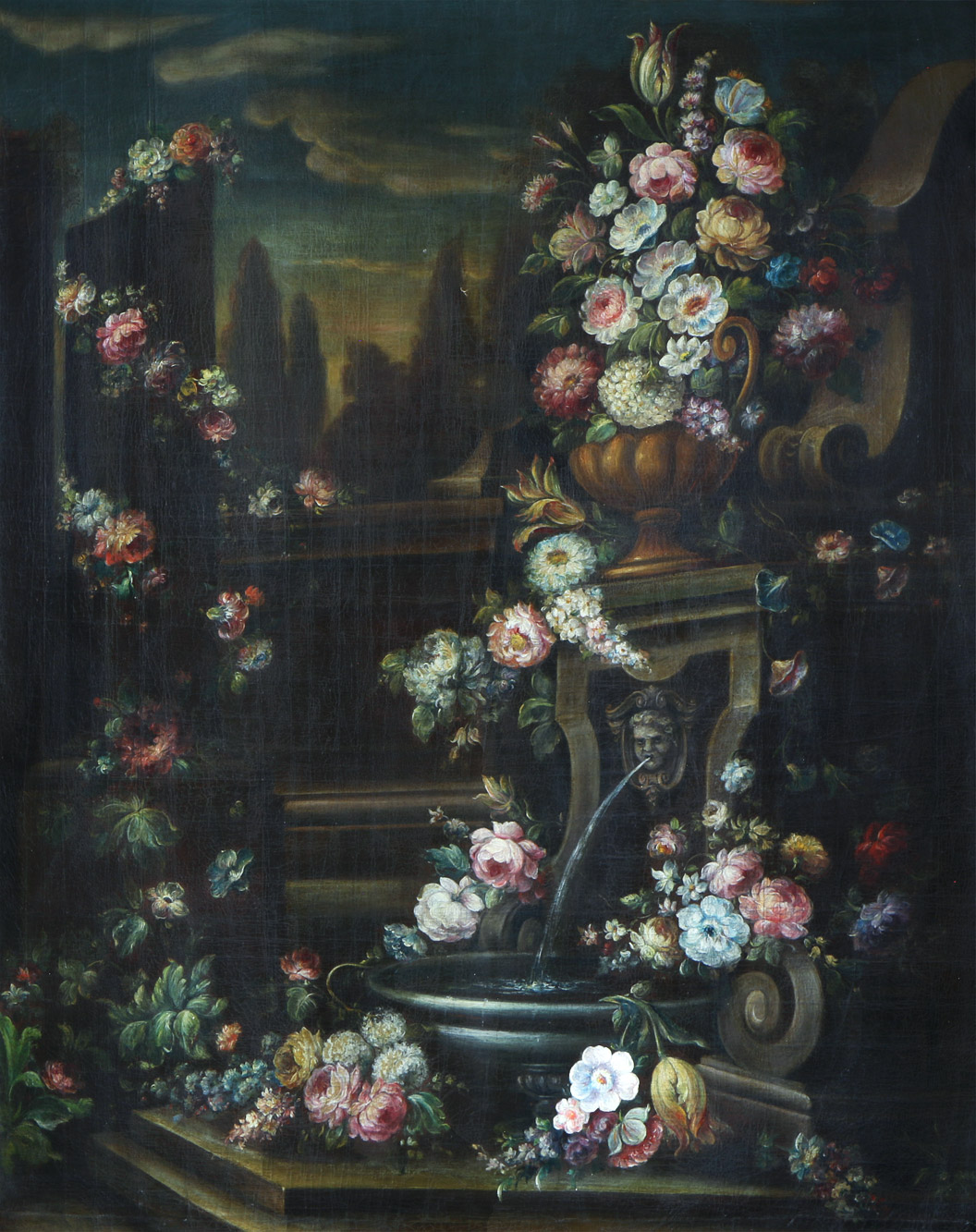 ANONIMO 'FUENTE DE AGUA Y FLORES' 