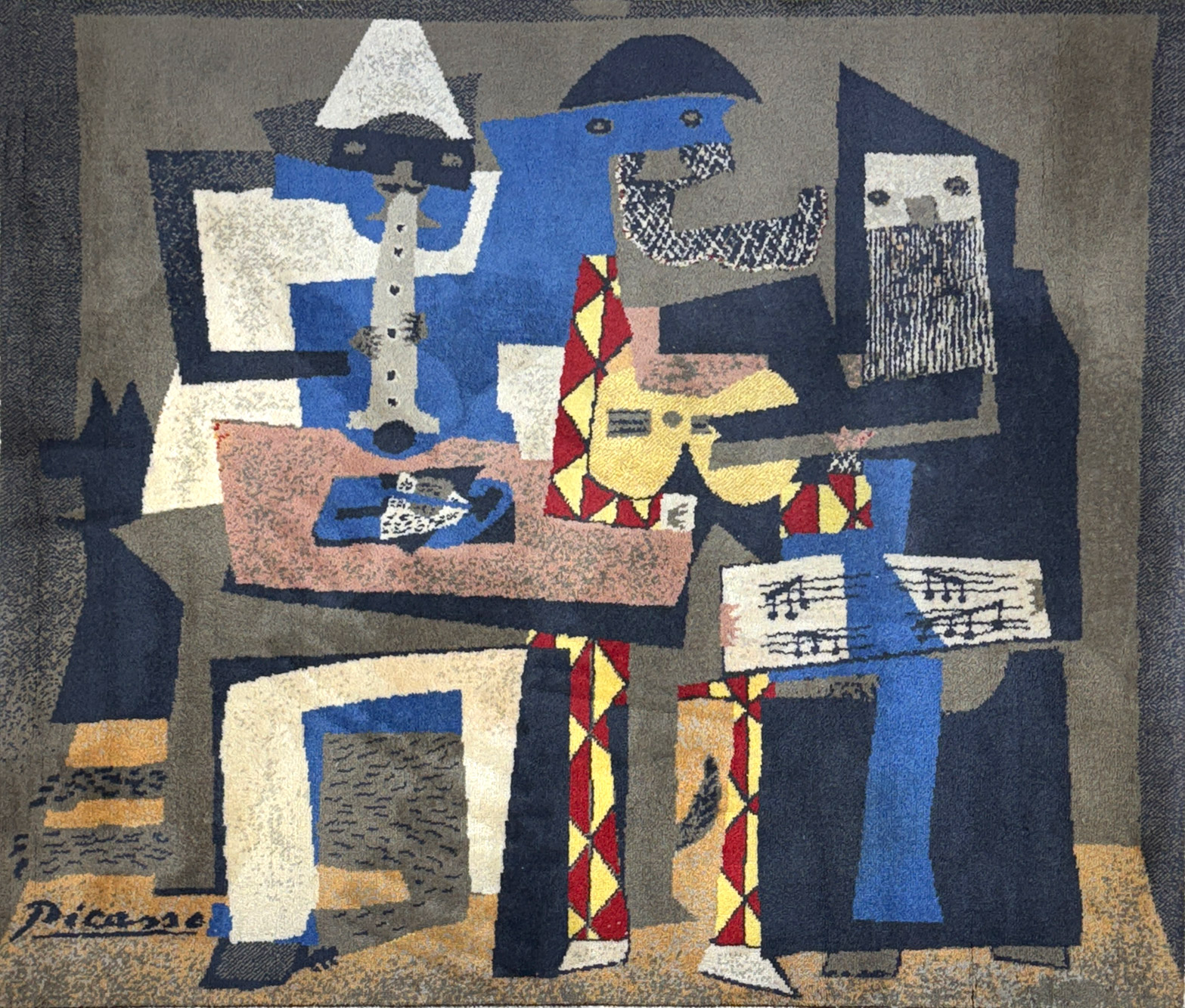 TAPIZ ESPAÑOL DE LANA CON DISEÑO DE PABLO PICASSO. TAPIZ ESPAÑOL DE LANA CON DISEÑO DE PABLO PICASSO.