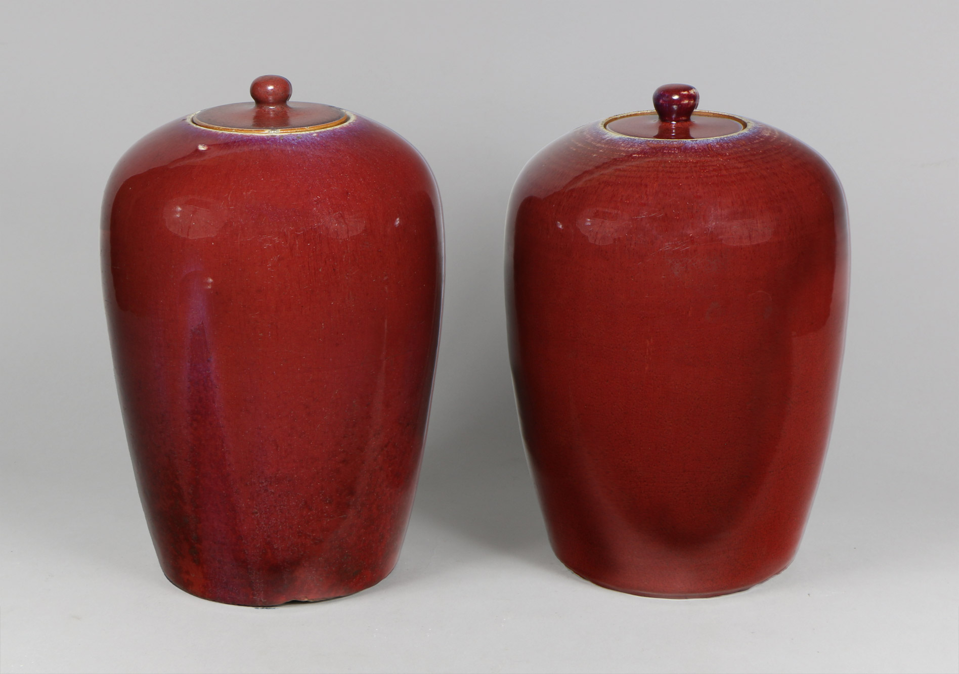  DOS ANTIGUOS POTICHES DE PORCELANA CHINA ESMALTADA 