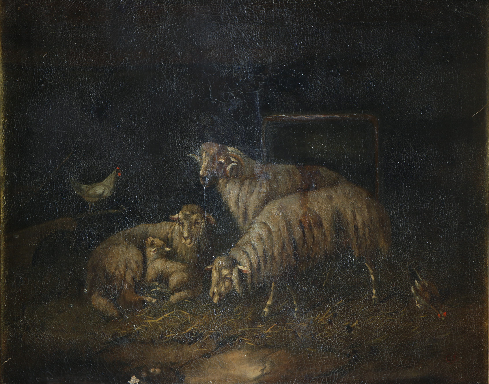 JACQUE, Charles Emile 'INTERIOR CON OVEJAS' 