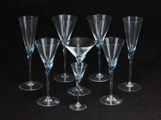 Lote 511: CONJUNTO DE COPAS ITALIANAS DE VIDRIO DE MURANO. CONJUNTO DE COPAS ITALIANAS DE VIDRIO DE MURANO.