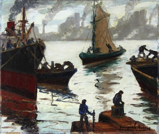 Lote 2: QUINQUELA MARTIN, Benito 'BARCAS EN EL RIACHUELO'