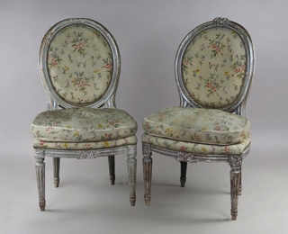 Lote 344: PAR DE PEQUEÑAS SILLAS FRANCESAS ESTILO LUIS XVI DE JANSEN.  PAR DE PEQUEÑAS SILLAS FRANCESAS ESTILO LUIS XVI DE JANSEN. 