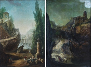 Lote 140: ANONIMO 'PAISAJES CON CONSTRUCCIONES Y PERSONAJES' 