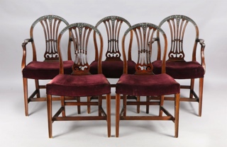 Lote 259: SEIS SILLAS Y DOS SILLONES DE ESTILO INGLES PARA COMEDOR.  SEIS SILLAS Y DOS SILLONES DE ESTILO INGLES PARA COMEDOR. 