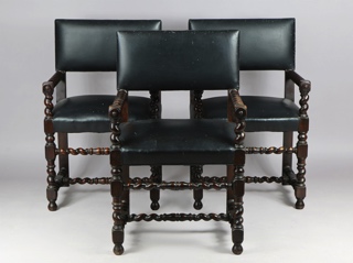 Lote 225: ONCE SILLONES DE ESTILO FRANCES LUIS XIII.  ONCE SILLONES DE ESTILO FRANCES LUIS XIII. 