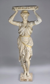 Lote 460: ANTIGUA FIGURA DE MADERA ESCULPIDA Y ESTUCADA. ANTIGUA FIGURA DE MADERA ESCULPIDA Y ESTUCADA.