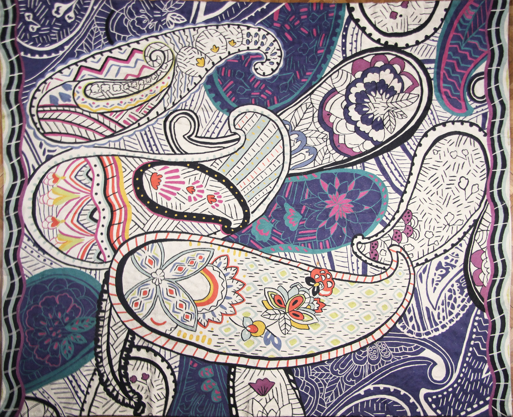 TAPIZ HINDU DE HILO BORDADO A MANO. TAPIZ HINDU DE HILO BORDADO A MANO.