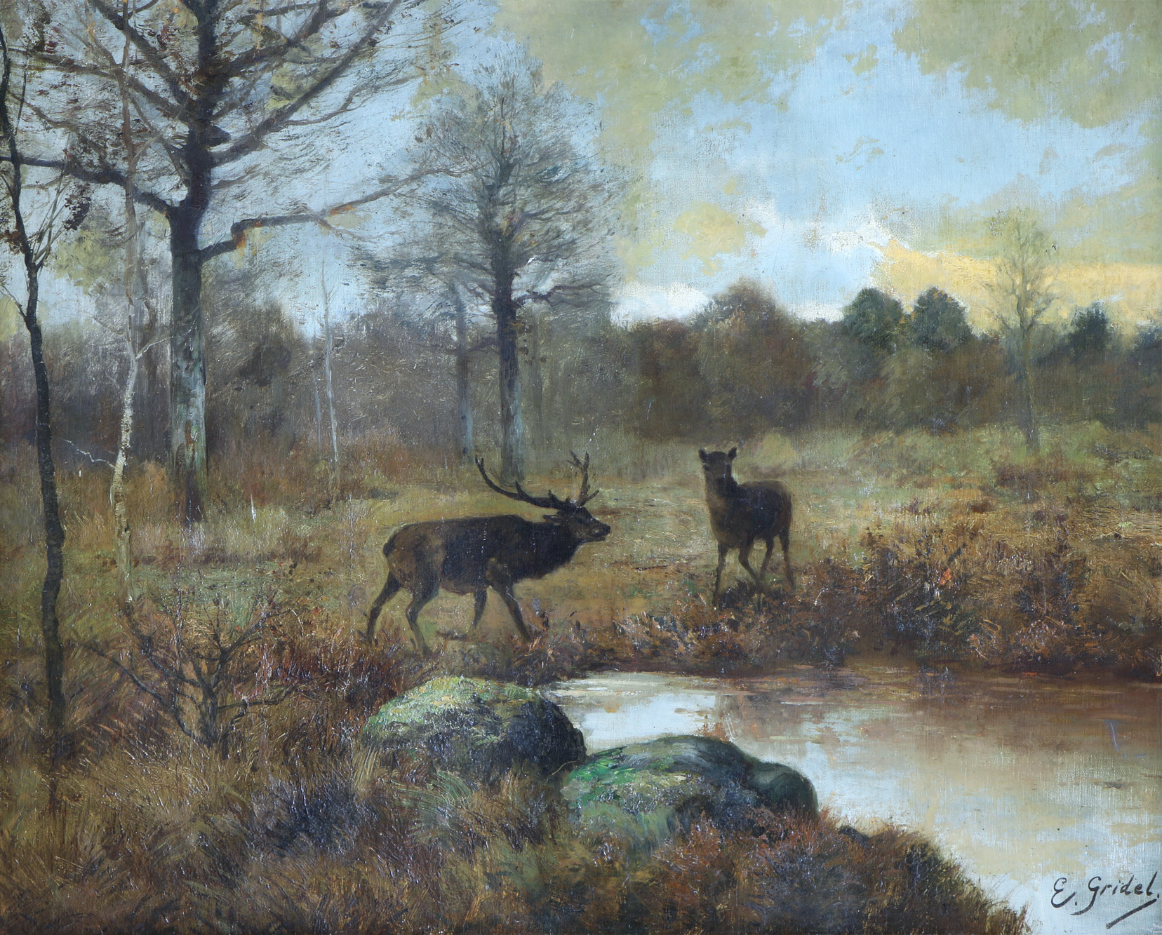 GRIDEL, Joseph Emile 'CIERVOS EN UN ESTANQUE' GRIDEL, Joseph Emile 'CIERVOS EN UN ESTANQUE'